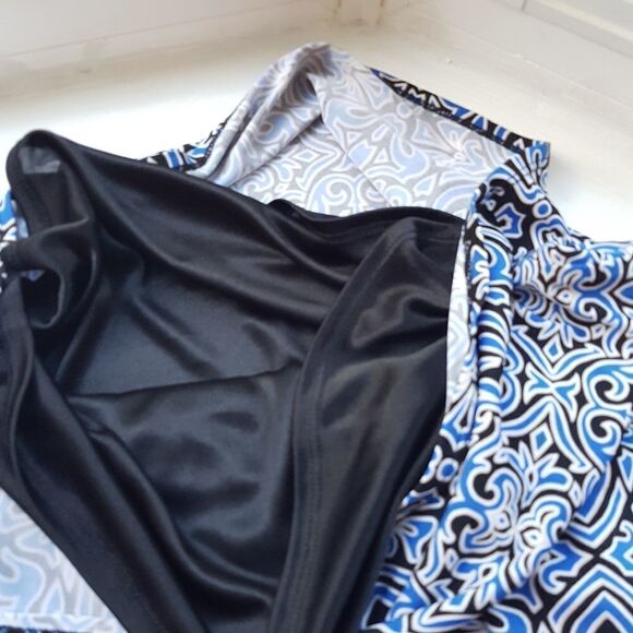 LAUNDRY by Shelli Segal Summer Shift Dress Black Blue and White XS NWOT - Picture 2 of 10